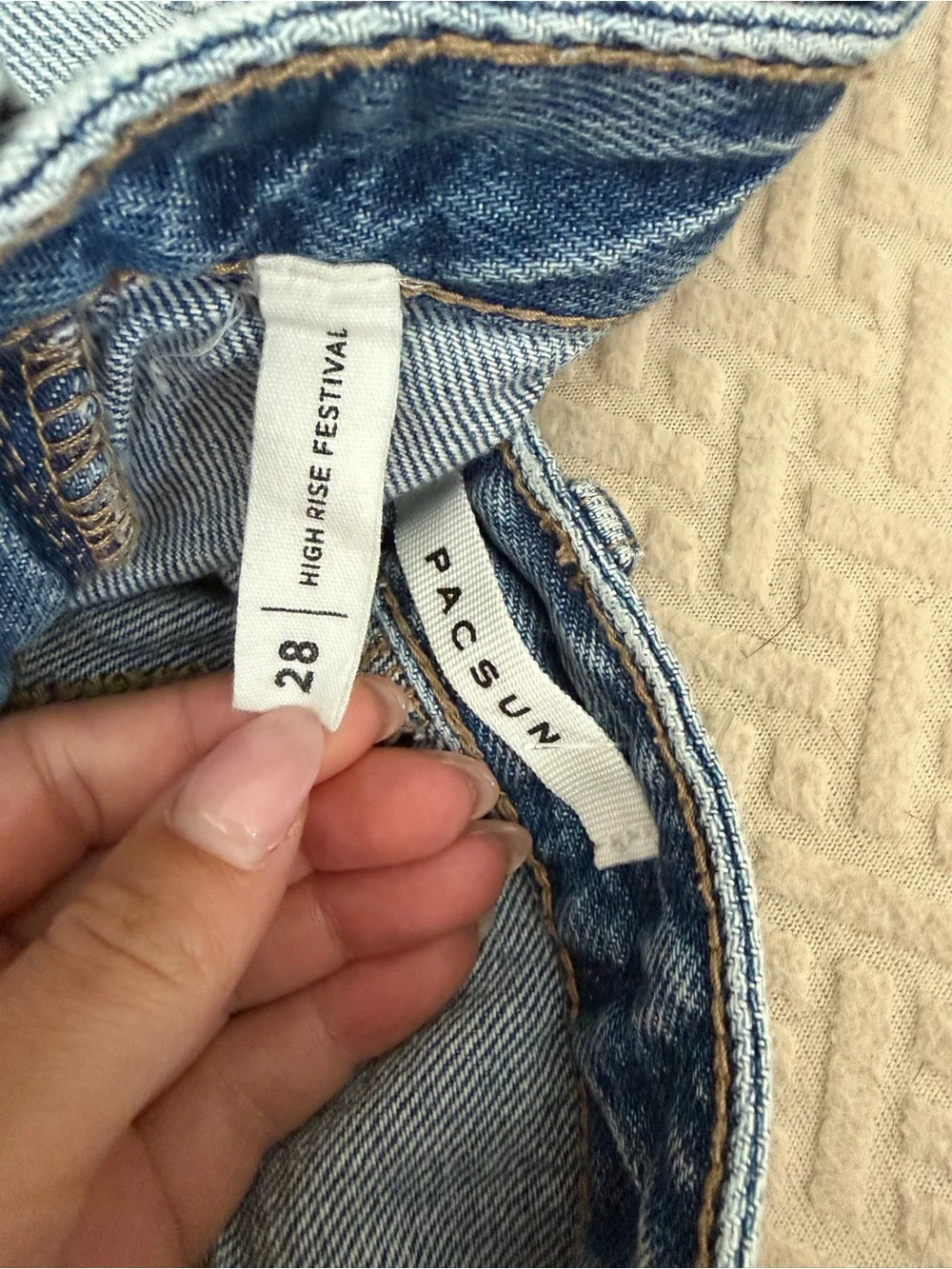 PacSun Light Blue Ripped High-Rise Jean Shorts - Picture 2 of 2